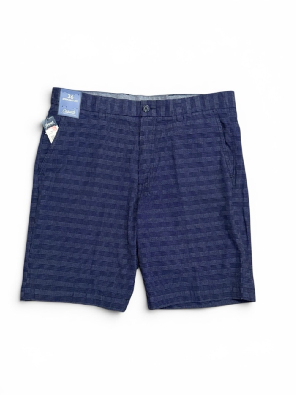 Roundtree & Yorke Casuals Shorts Mens 36 Blue Plaid Straight Fit Flat Front NWT - Picture 2 of 7